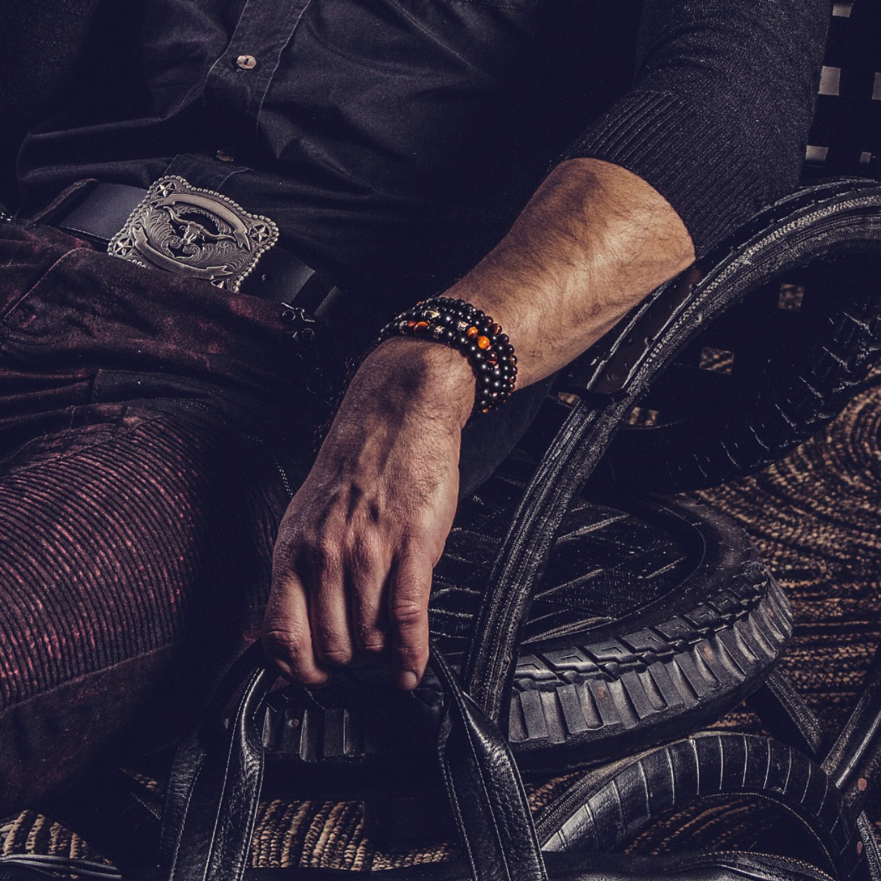 Two-Tone Natural Stone Bracelet | Three Eyes | Nash + Banks
