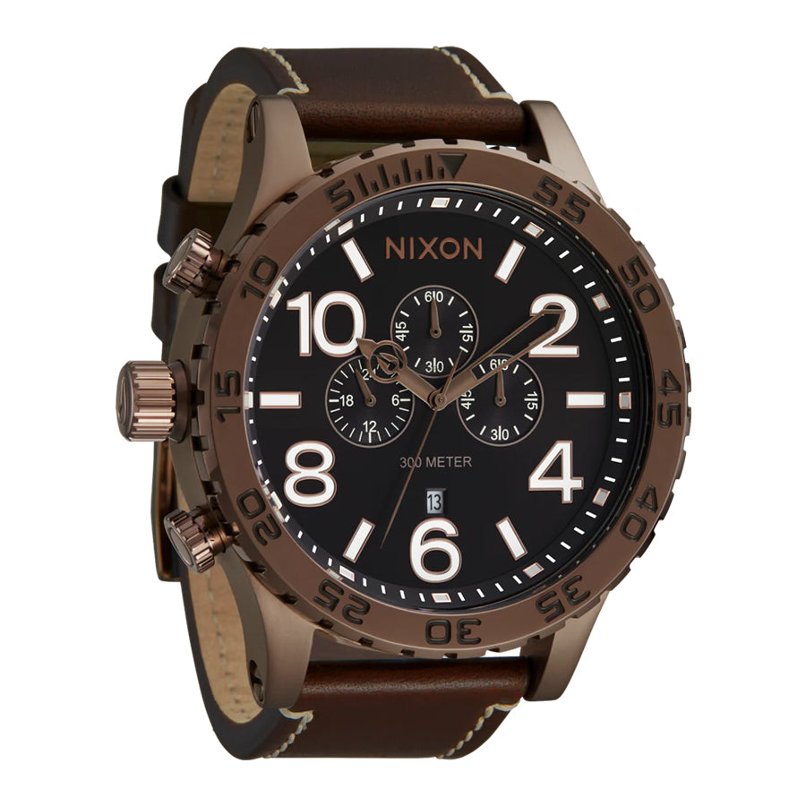 NIXON - 51-30 Chrono Leather | Chocolate / Dark Roast / Brown