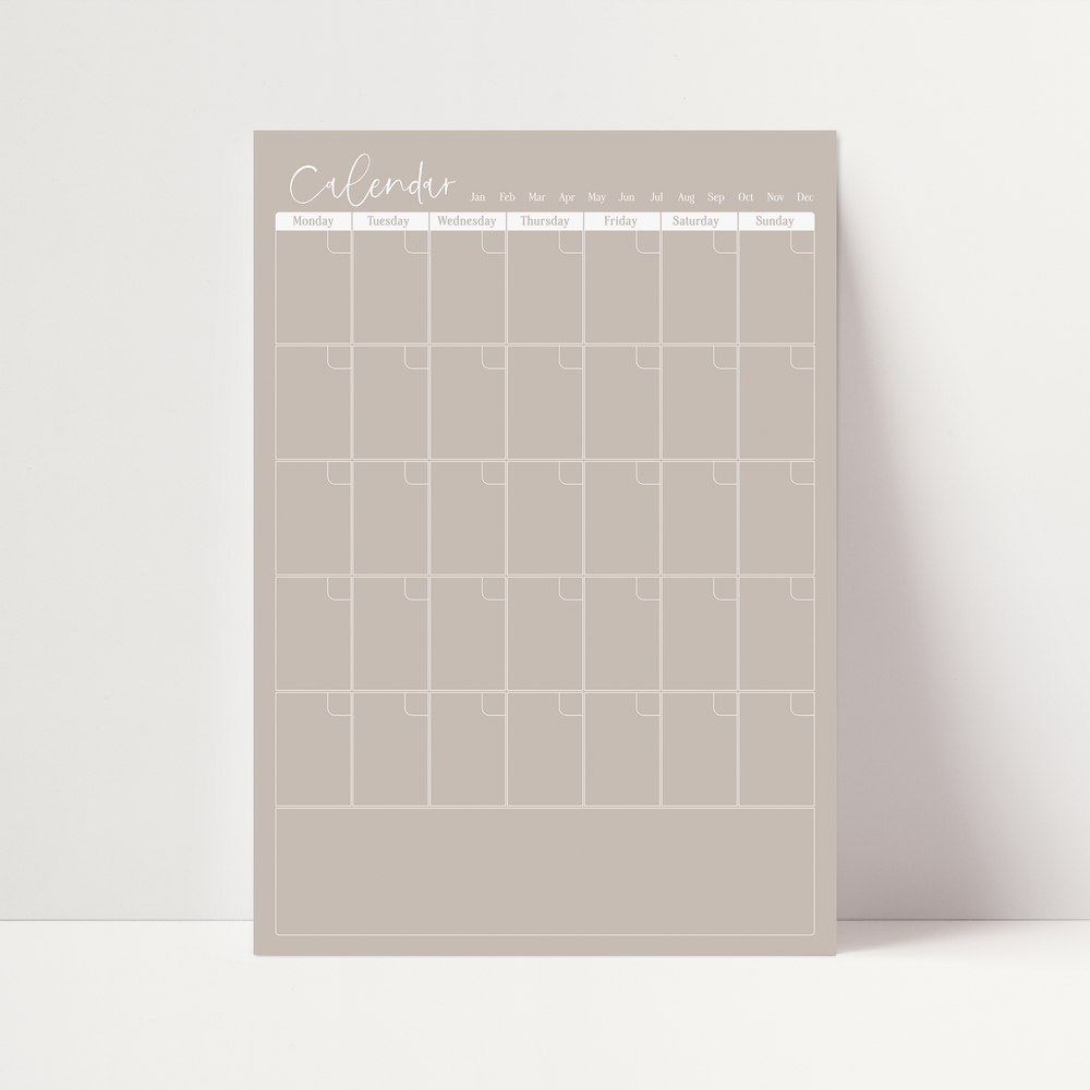 Organising Life Beautifully | A3 Magnetic Monthly Calendar | Oatmeal - NASH + BANKS