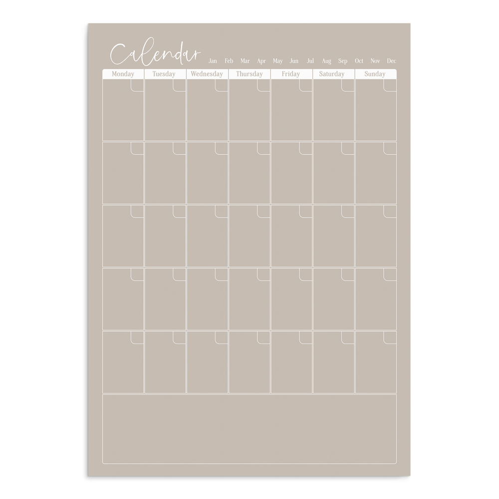 Organising Life Beautifully | A3 Magnetic Monthly Calendar | Oatmeal - NASH + BANKS