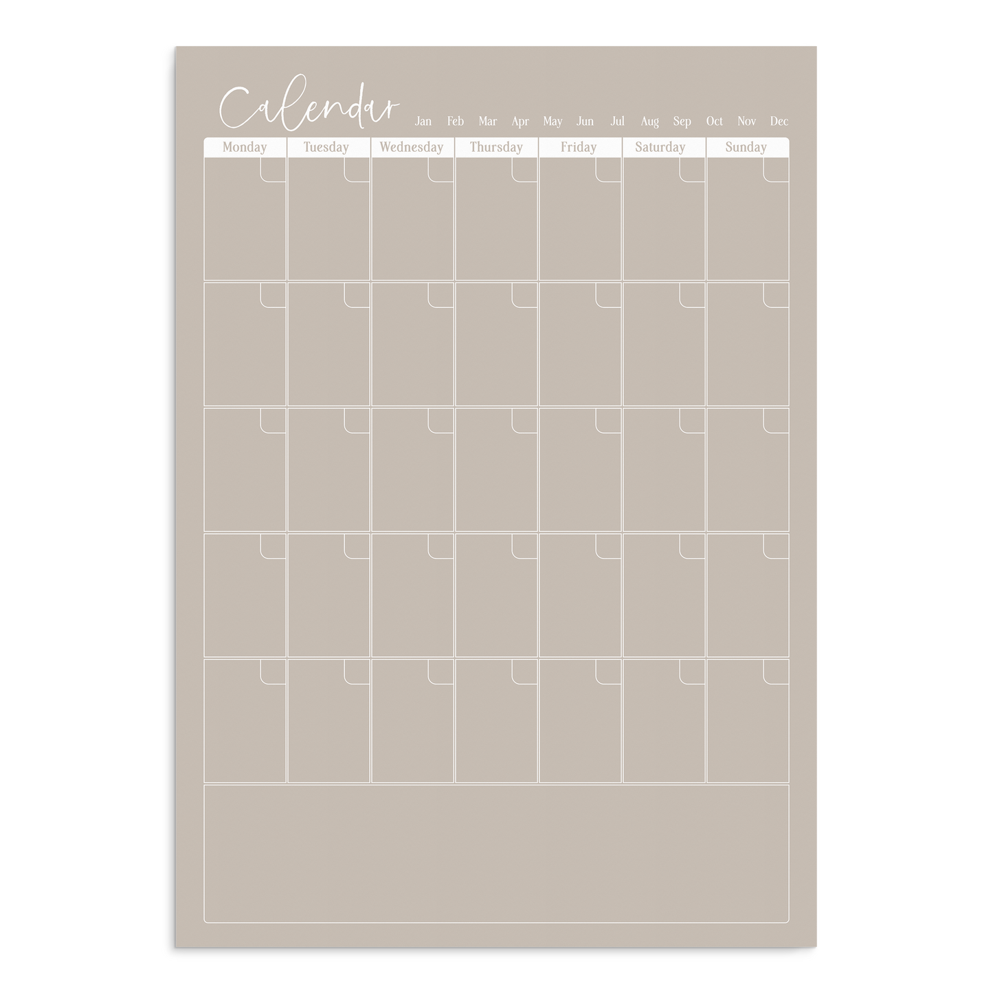 Organising Life Beautifully | A3 Magnetic Monthly Calendar | Oatmeal - NASH + BANKS