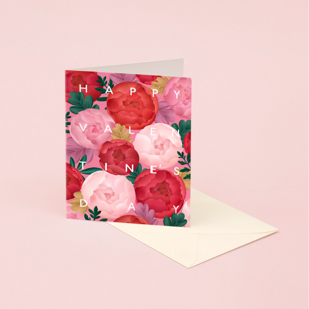 Peony Valentine's Day Card