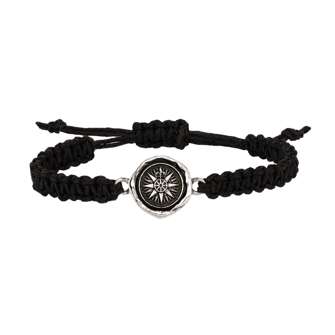 Pyrrha - Direction Wide Braided Bracelet | Sterling Silver | Black