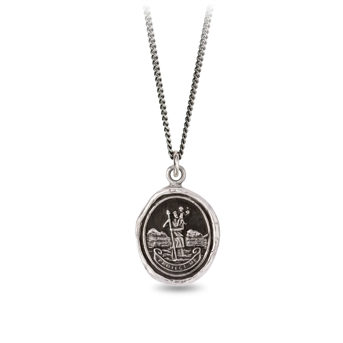 Pyrrha | St. Christopher Necklace | 20" Medium Curb Chain - NASH + BANKS