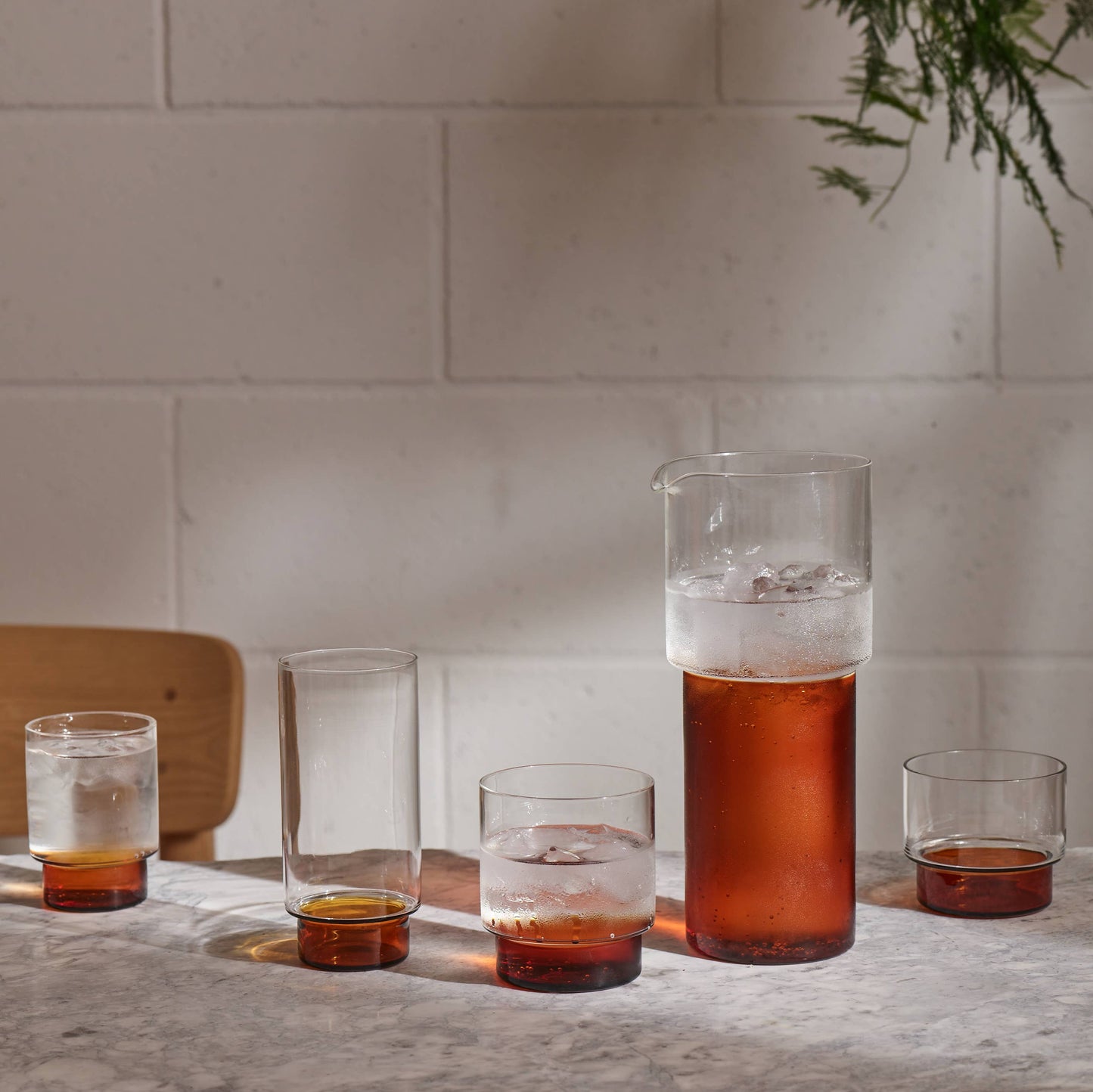 Aaron Probyn | RYE | Stemless Wine Glass | Clear + Dark Amber | Set of 2