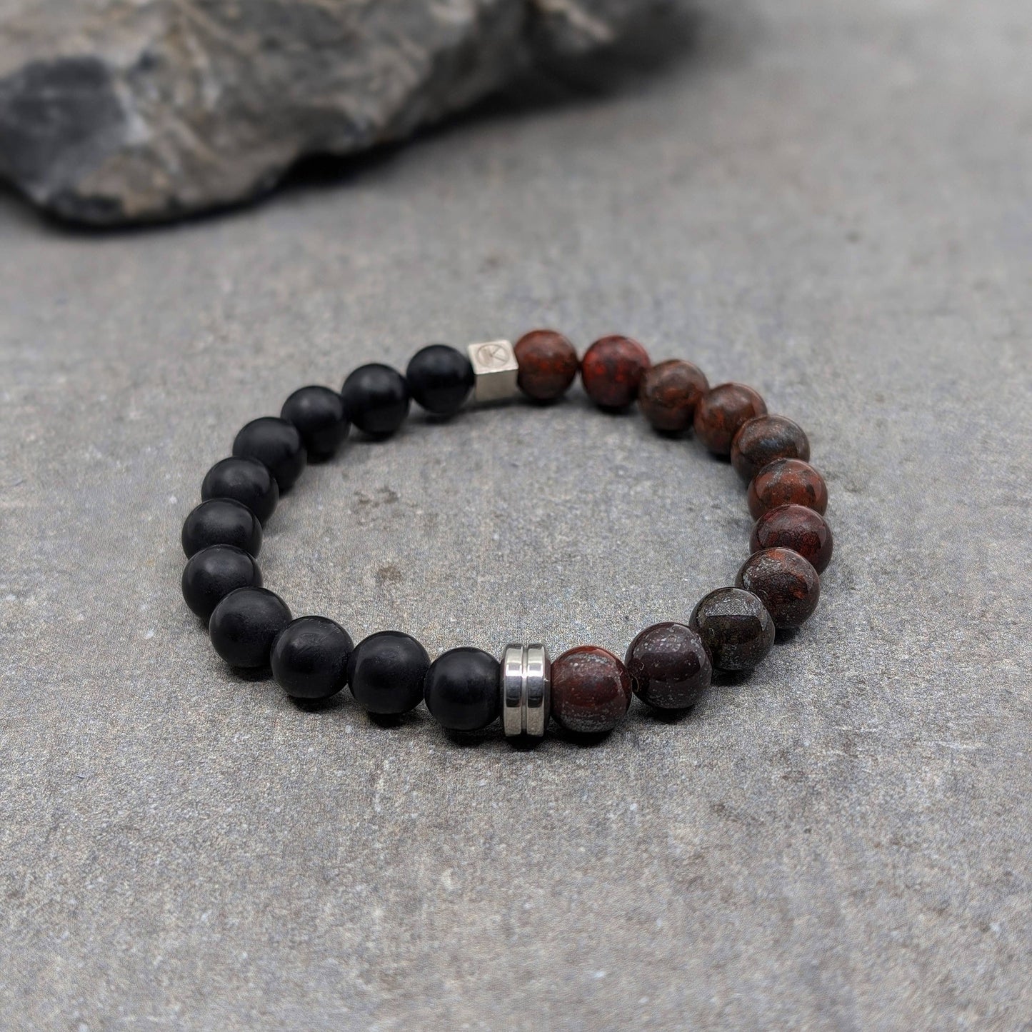 IKOBA | Two-Tone Natural Stone Bracelet | Red Jasper