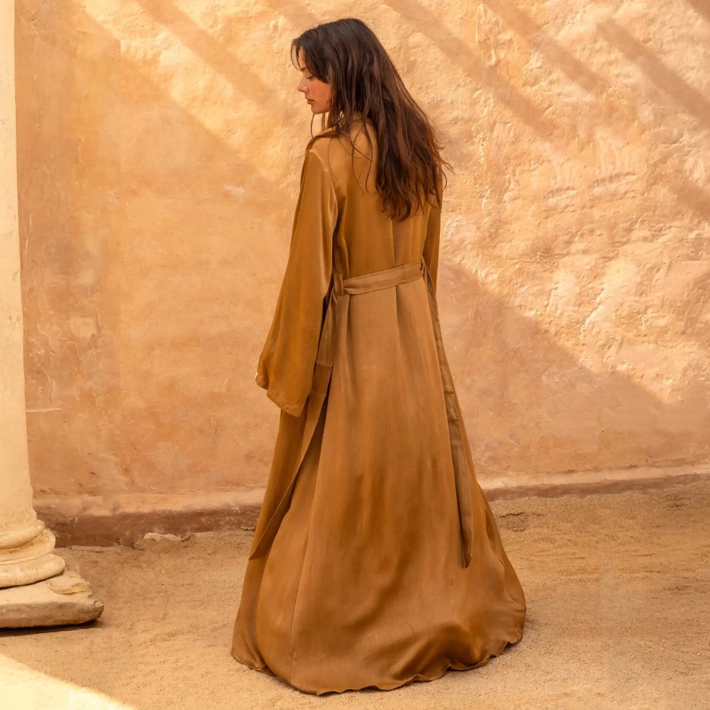 Brahmaki | Sahara Sunset | EcoVero Satin Maxi Kaftan - NASH+BANKS