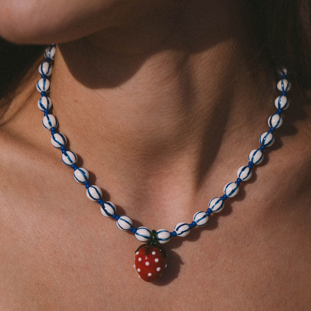 J By Design | Santorini Fruit Necklace | Strawberry Stripe - NASH + BANKS