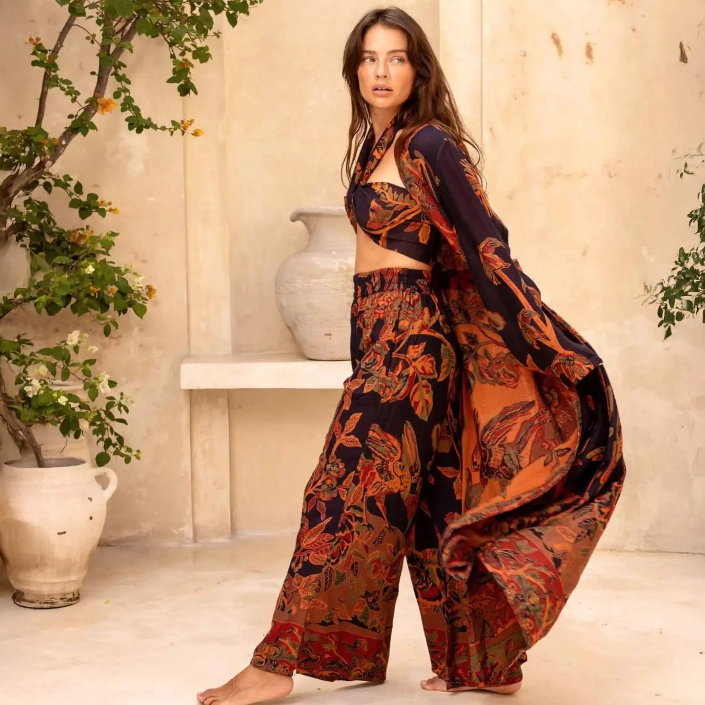 Brahmaki | September Sky | EcoVero Reversible Maxi Kaftan - NASH + BANKS