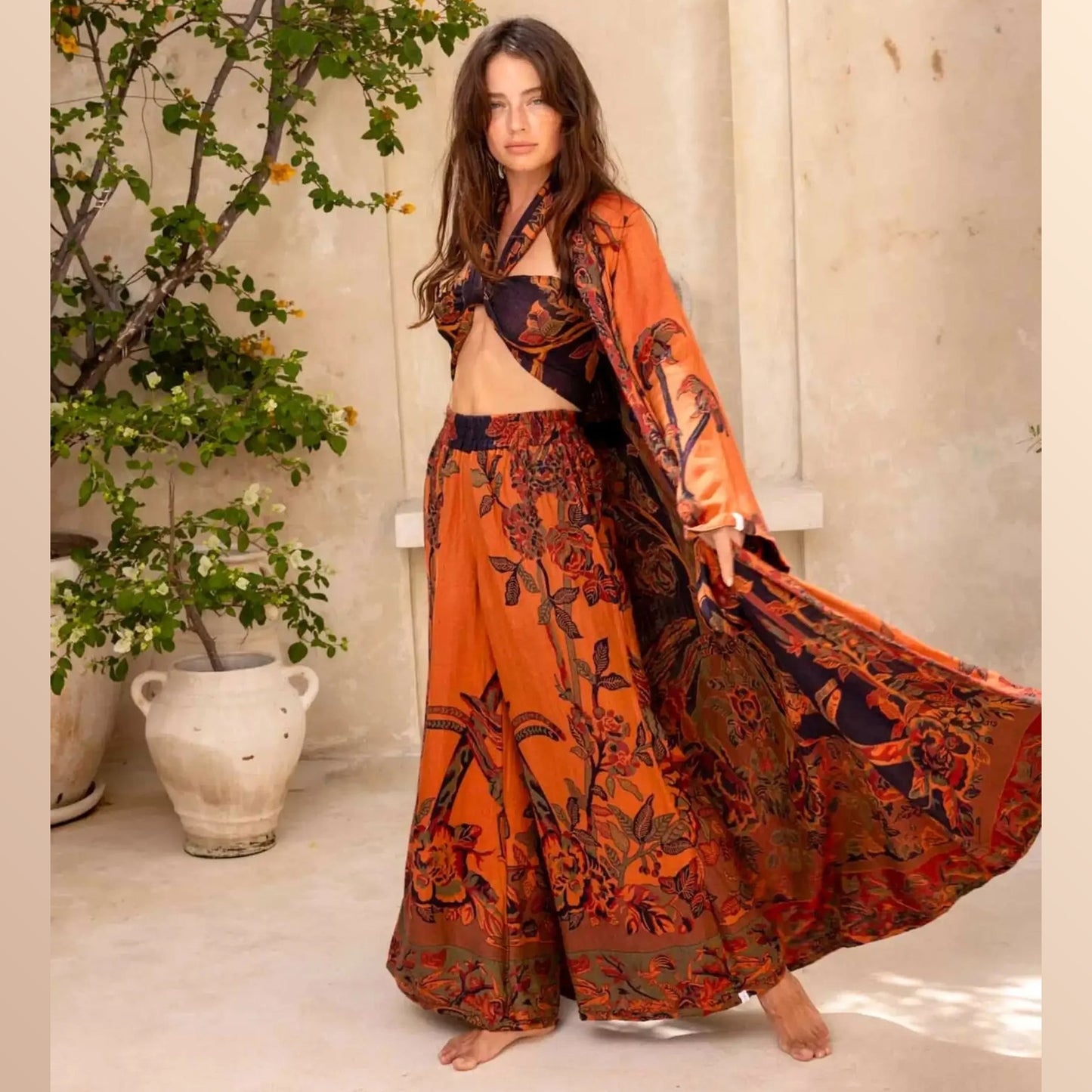 Brahmaki | September Sky | EcoVero Reversible Maxi Kaftan - NASH + BANKS