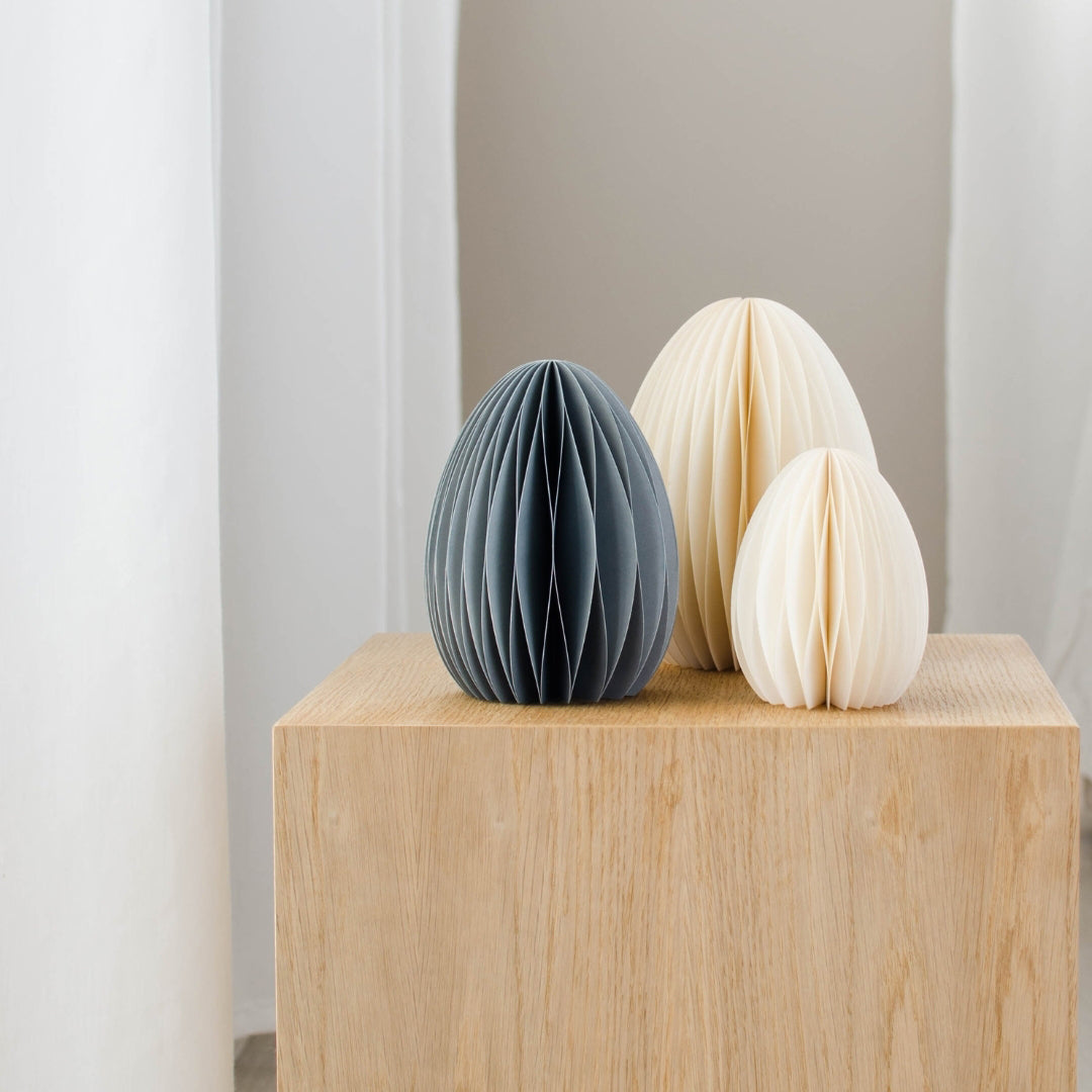 Nordic Room | Paper Standing Easter Egg | Medium - NASH + BANKS | Dusty Blue