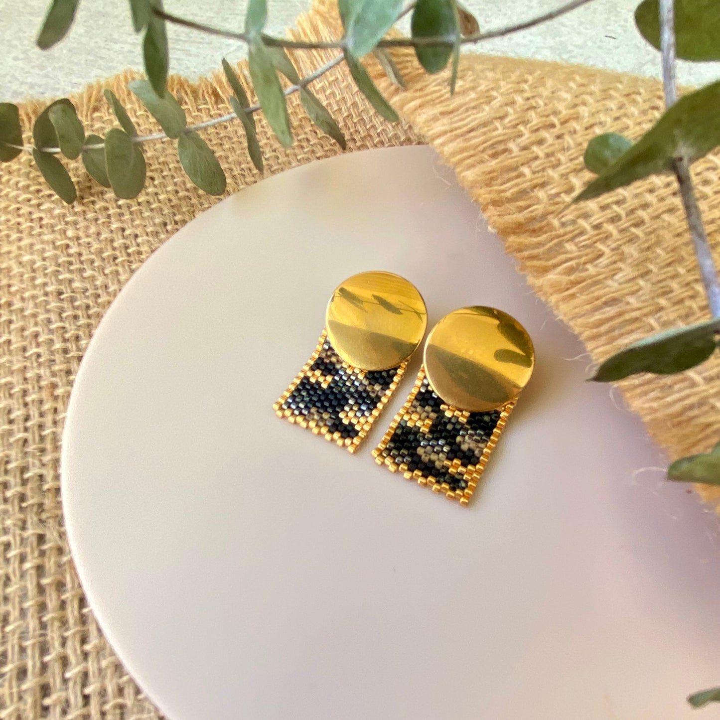 Phoenicia Designs | Sunburst Earrings - NASH + BANKS | Marble Black