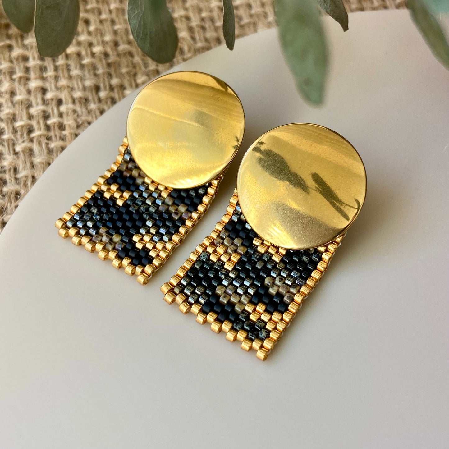 Phoenicia Designs | Sunburst Earrings - NASH + BANKS | Marble Black