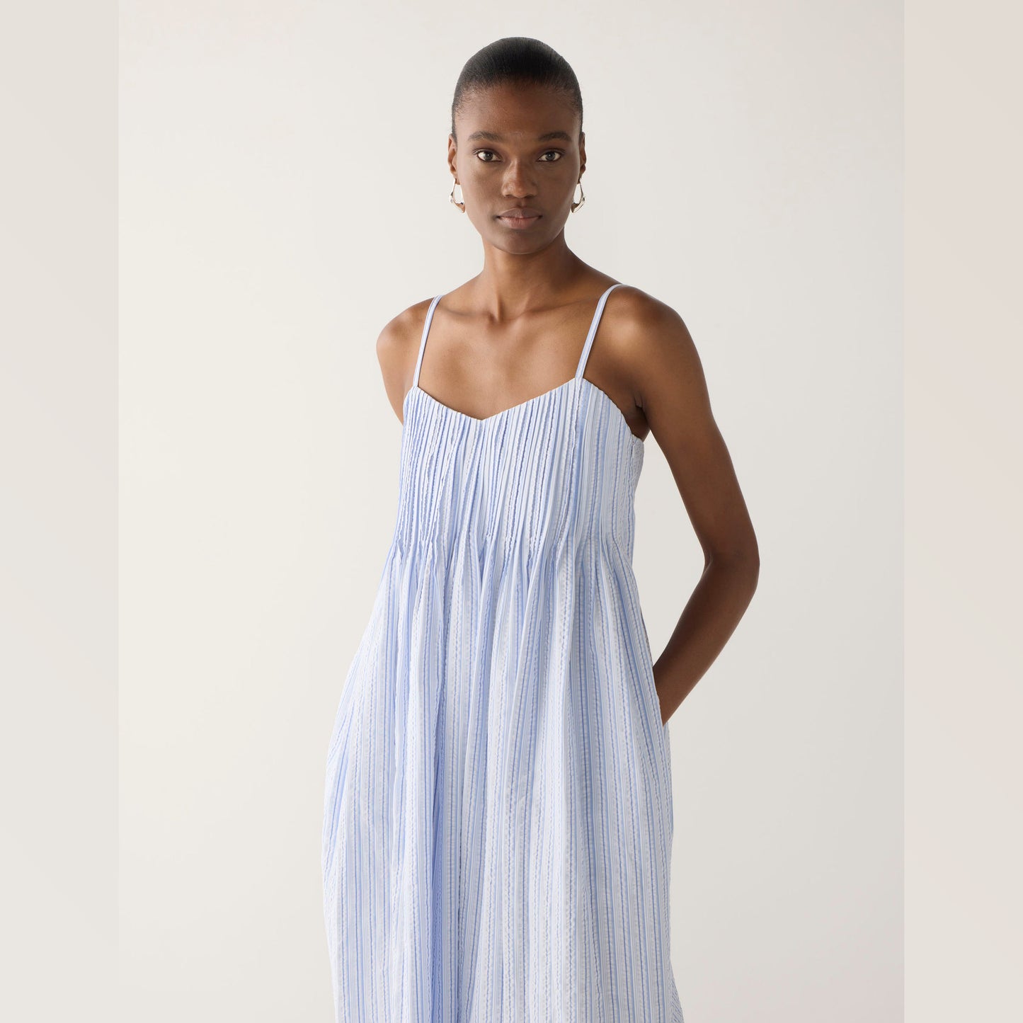 FOEMINA | VIV Dress | Blue Striped Seersucker - NASH + BANKS