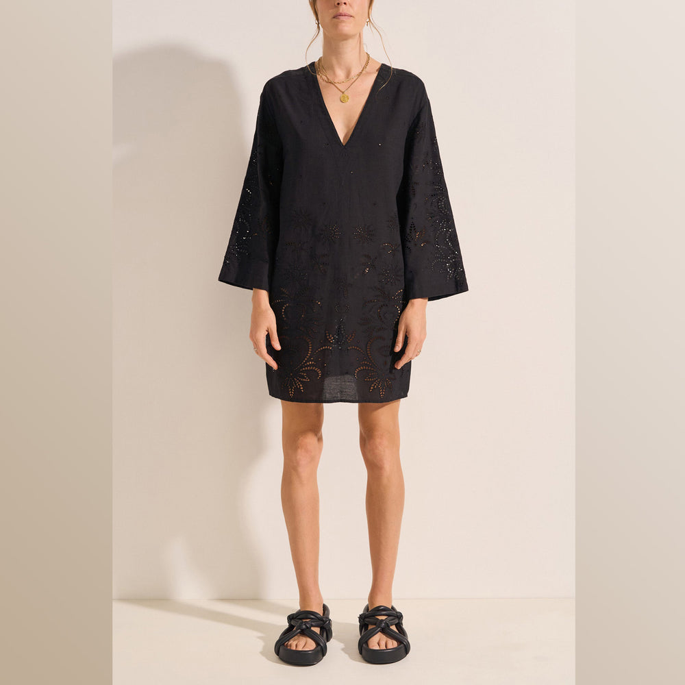 ILIO NEMA | Venus Tunic Black Eyelet Linen Dress - NASH + BANKS