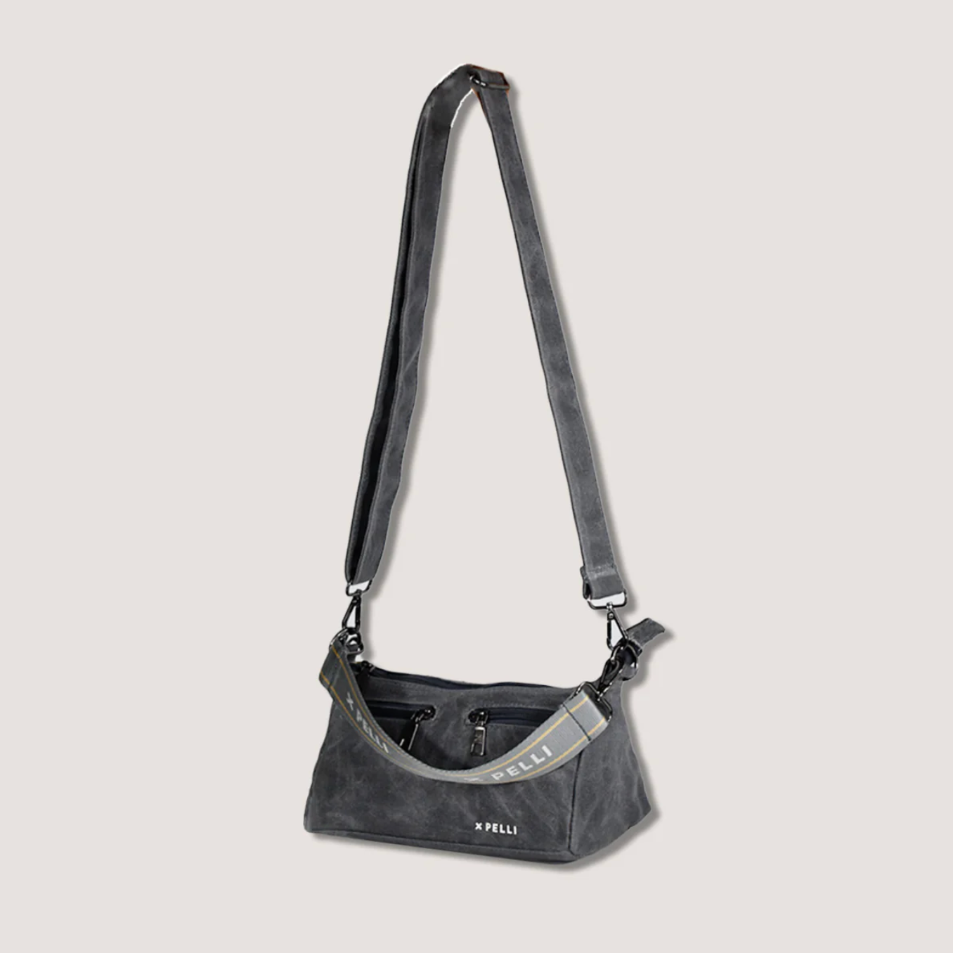 PELLI - The Wanderer | Waxed Canvas Crossbody Bag | Charcoal Grey