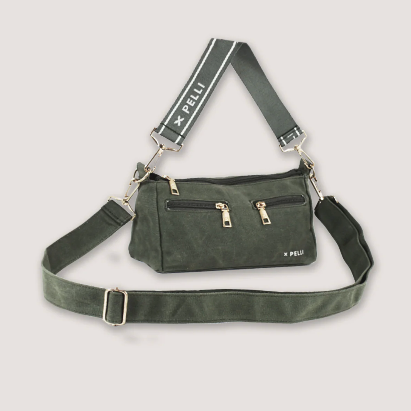 PELLI - The Wanderer | Waxed Canvas Crossbody Bag | Eucalyptus