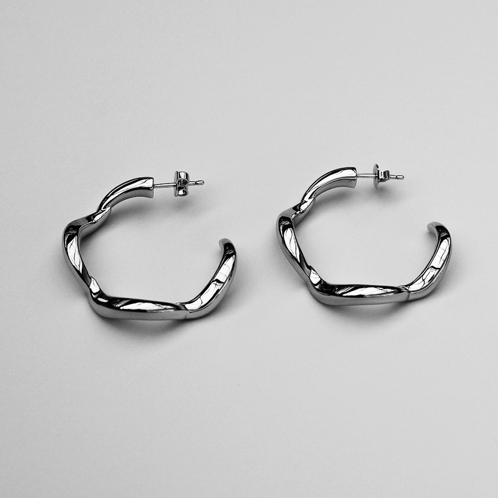 F+H Studios | Wave Hoop Earrings | Small - NASH + BANKS | Solid Sterling Silver
