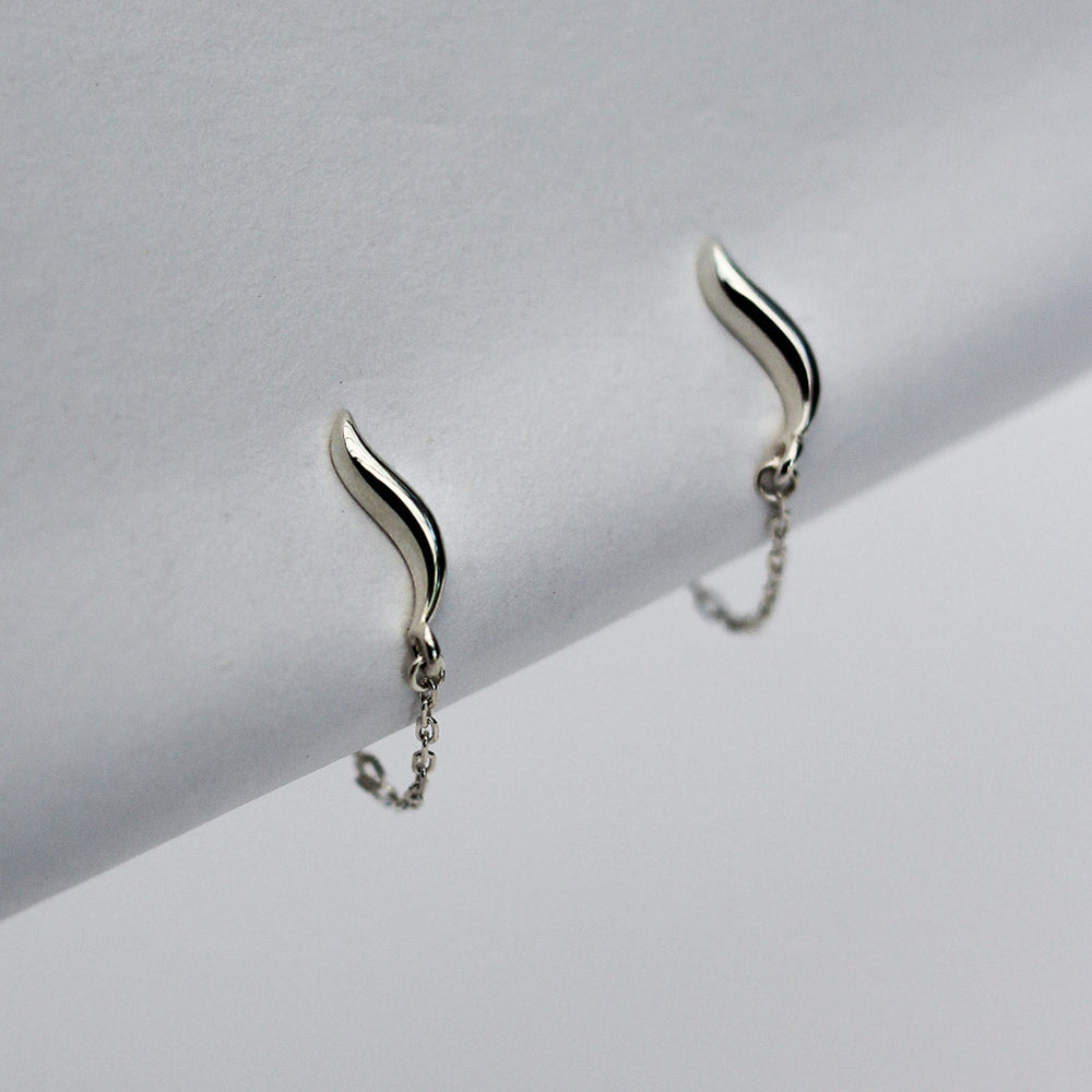 F+H Studios | Wave Chain Stud Earrings - NASH + BANKS | Solid Sterling Silver