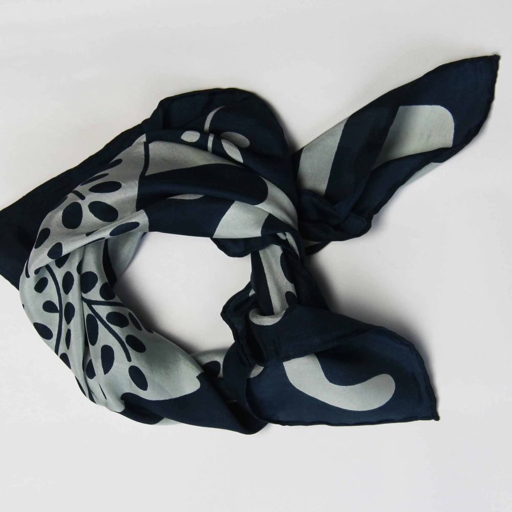 Les Belles Vagabondes | Peace & Love Navy | Mini Silk Scarf - NASH + BANKS