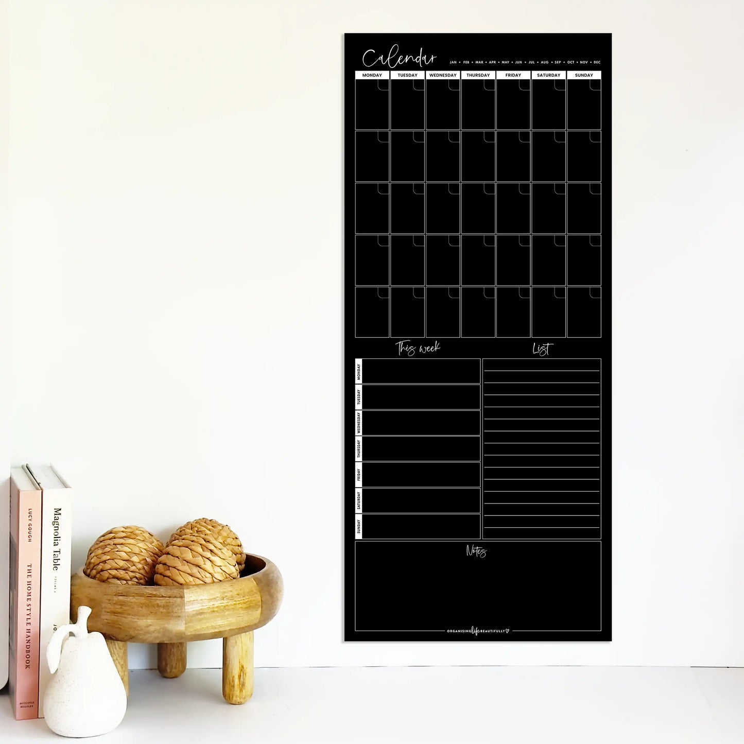 Organising Life Beautifully | Maxi Magnetic All-In-One Planner | Black - NASH + BANKS