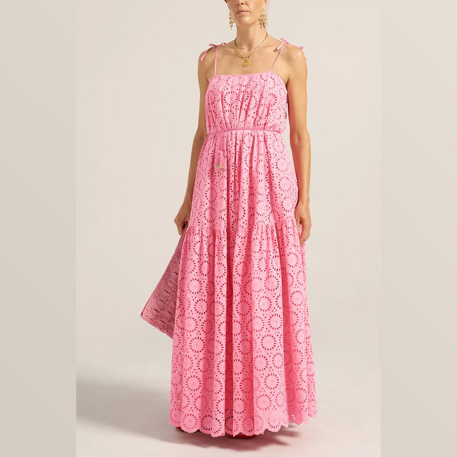 ILIO NEMA | Ammon Dress | Pink + Red Eyelet - NASH + BANKS