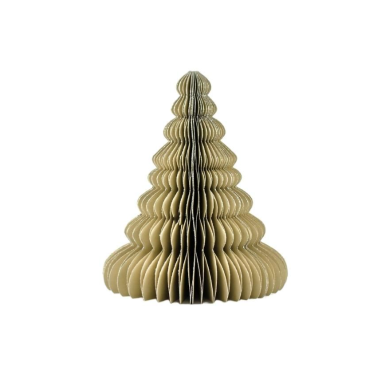 Classic Standing Christmas Tree | Linen w/ Silver Glitter Edge | 15cm