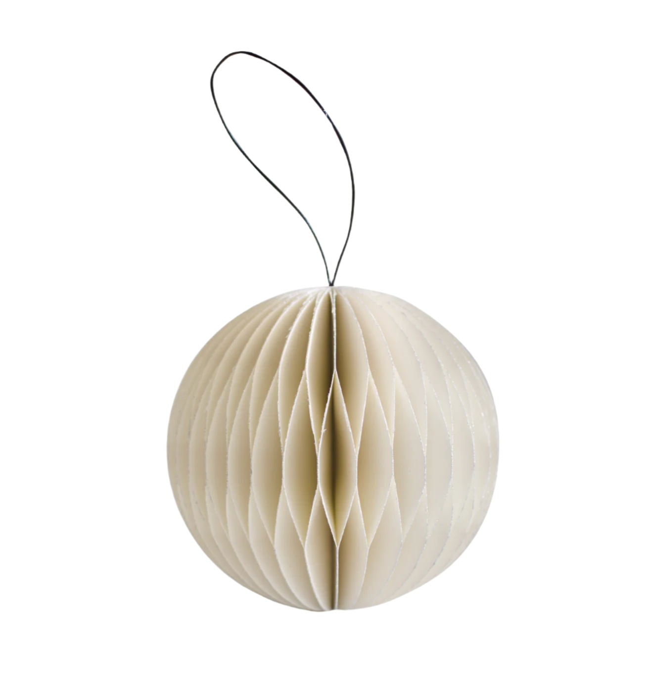 Paper Sphere Ornament | Off-white w/ Silver Glitter Edge