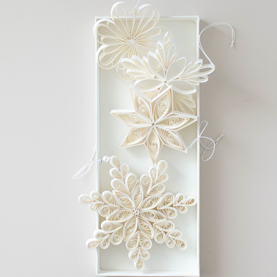 Quilling Star Paper Ornament | Off-white | 3pcs set - NASH + BANKS