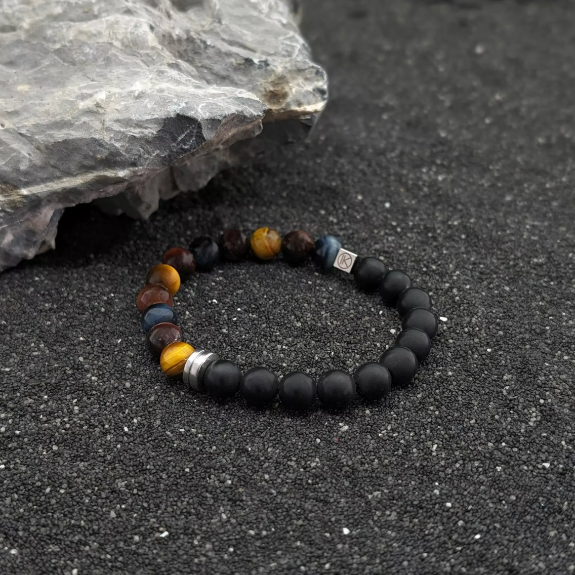 Two-Tone Natural Stone Bracelet | Three Eyes | Nash + Banks