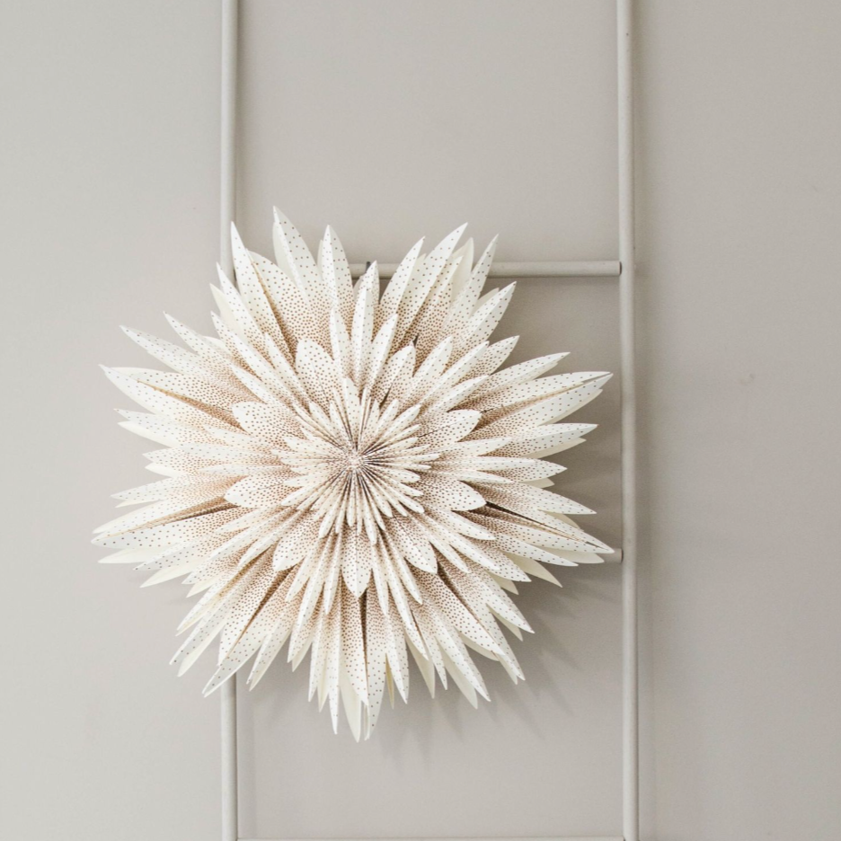 Window & Wall Paper Snowflake Ornament | Off-White w/ Gold Dots