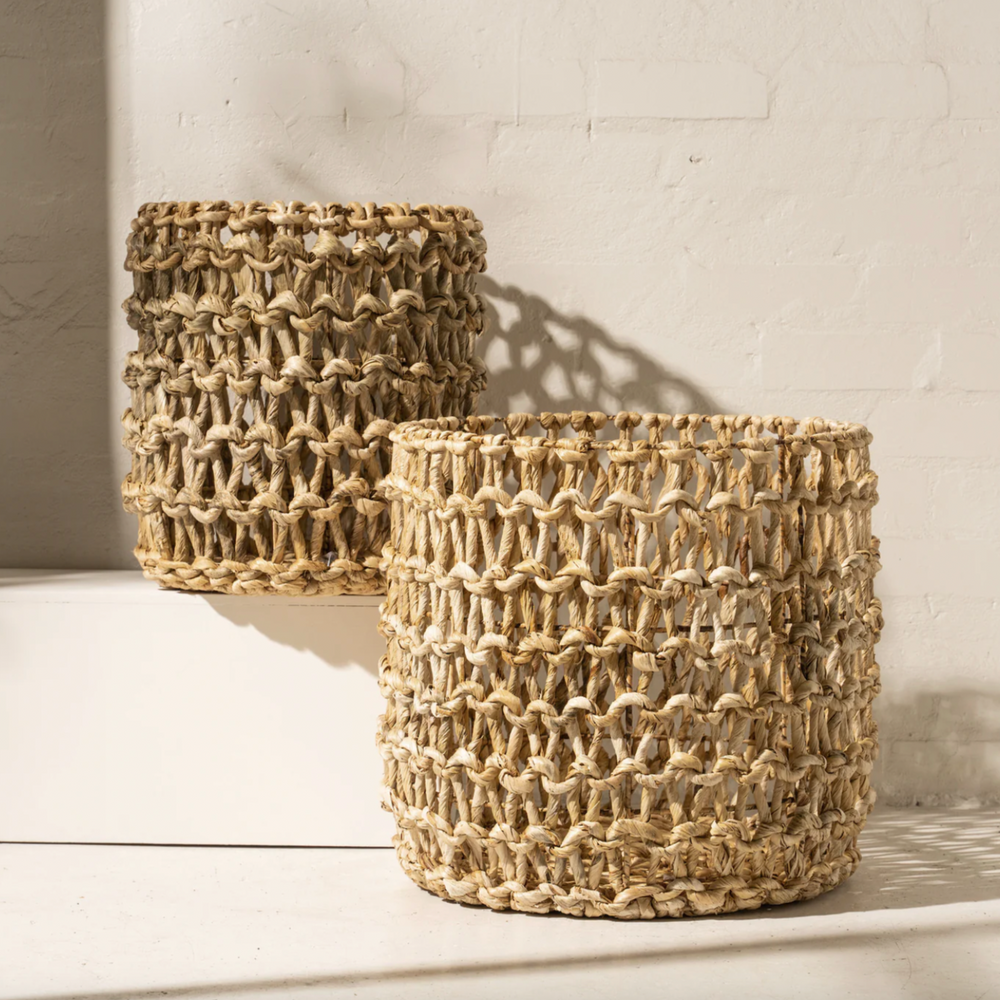 Yael Banana Bark Twisted Basket - NASH + BANKS