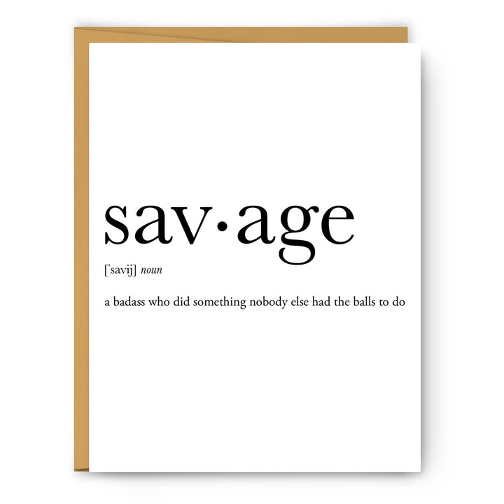Savage Definition | Greeting Card