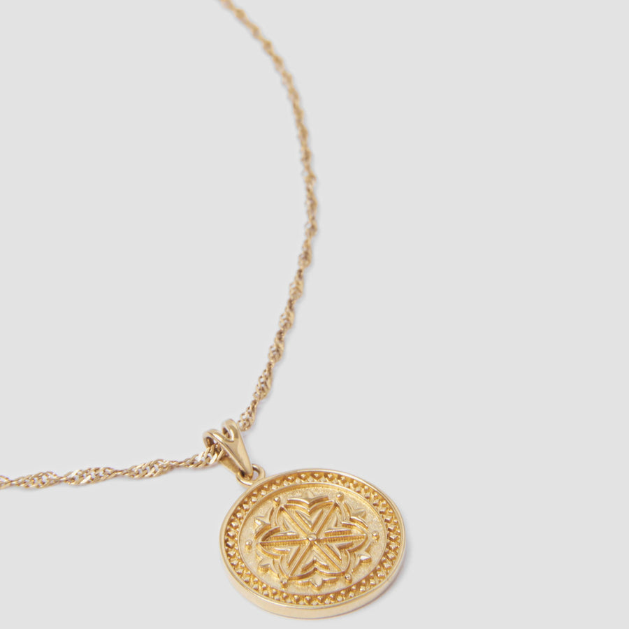 Buvy Jewellery - Rosella 14K Gold Filled Embossed Disc Necklace