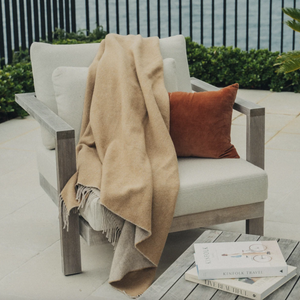 Two Tone Wool Throw | Camel/Latte - Shop luxury homewares at Nash + Banks