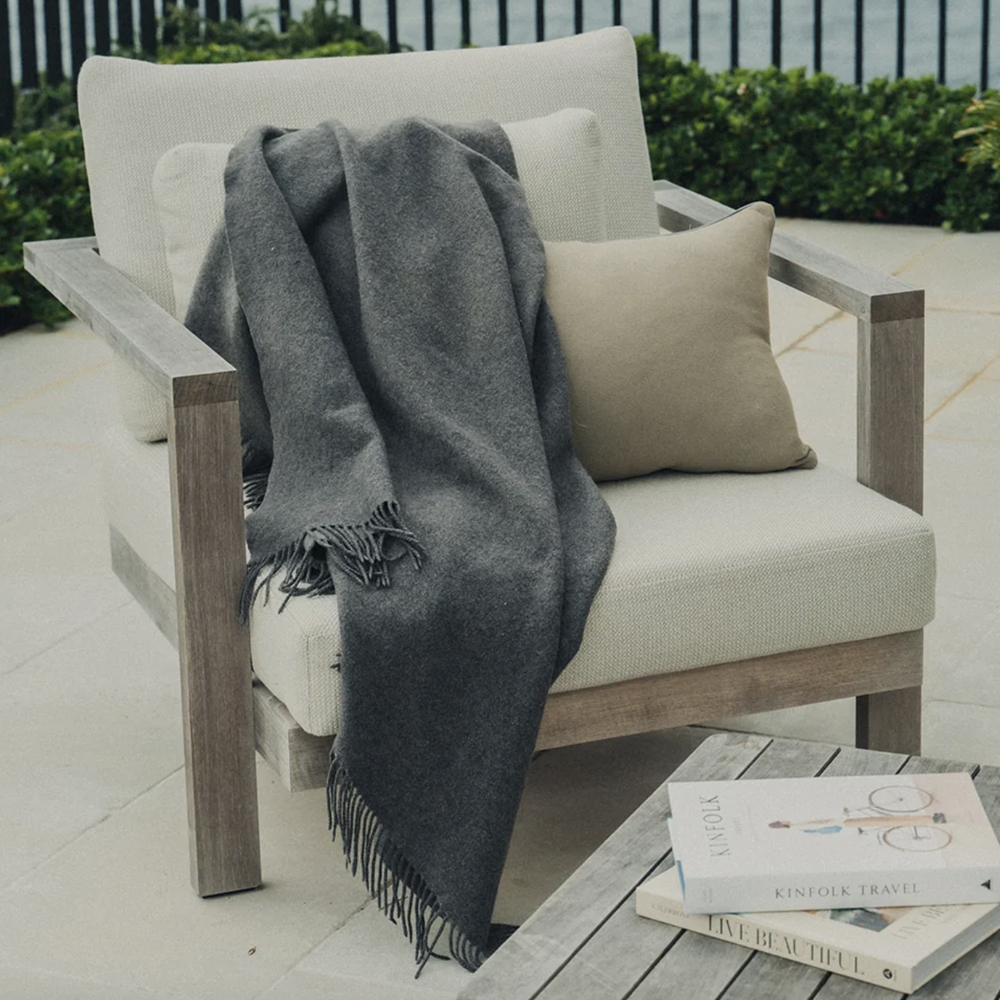 Saardé Two Tone Merino Wool Throw | Charcoal/Grey - Shop luxury online at Nash + Banks Australia