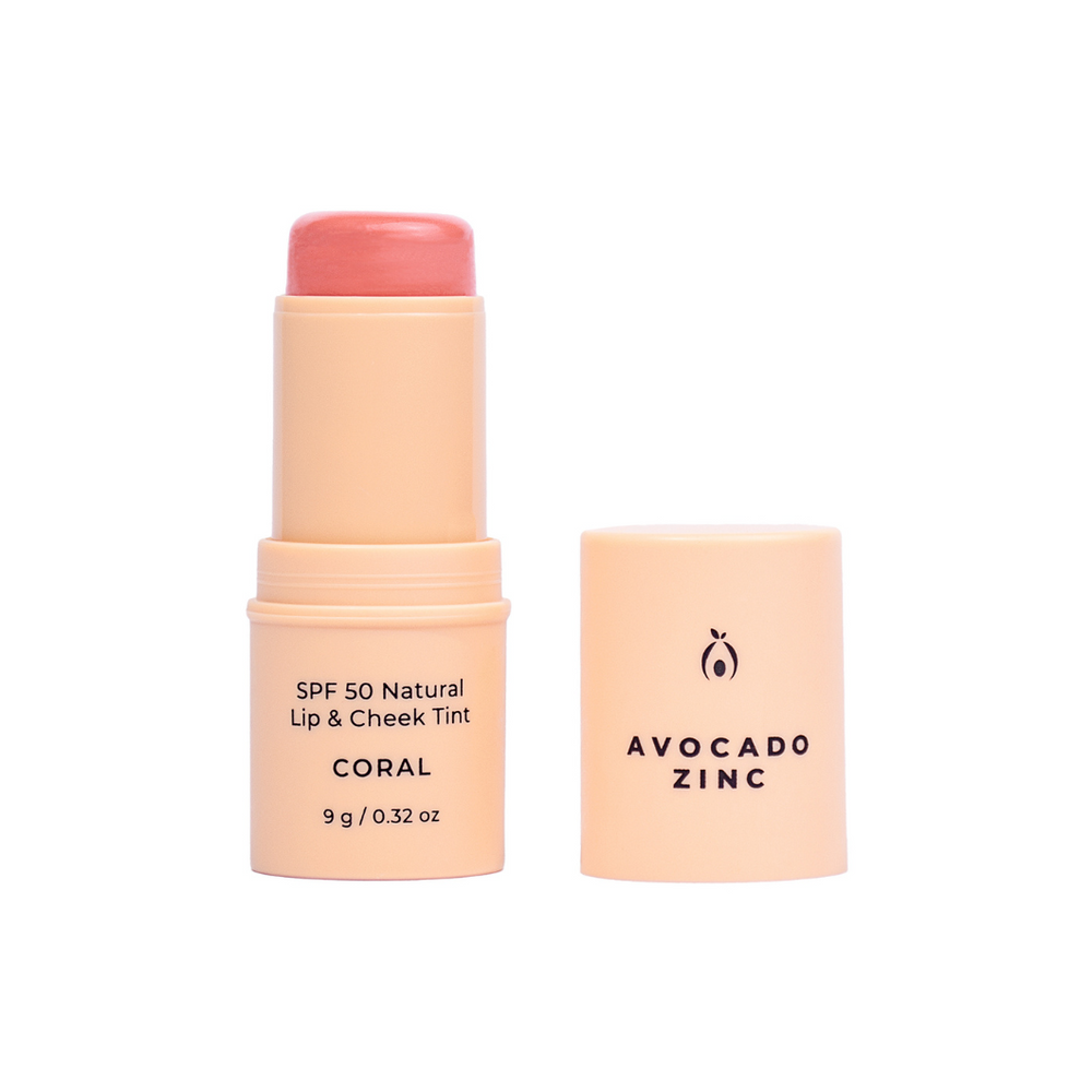 Avocado Zinc | SPF 50 Natural Lip & Cheek Tint | Coral