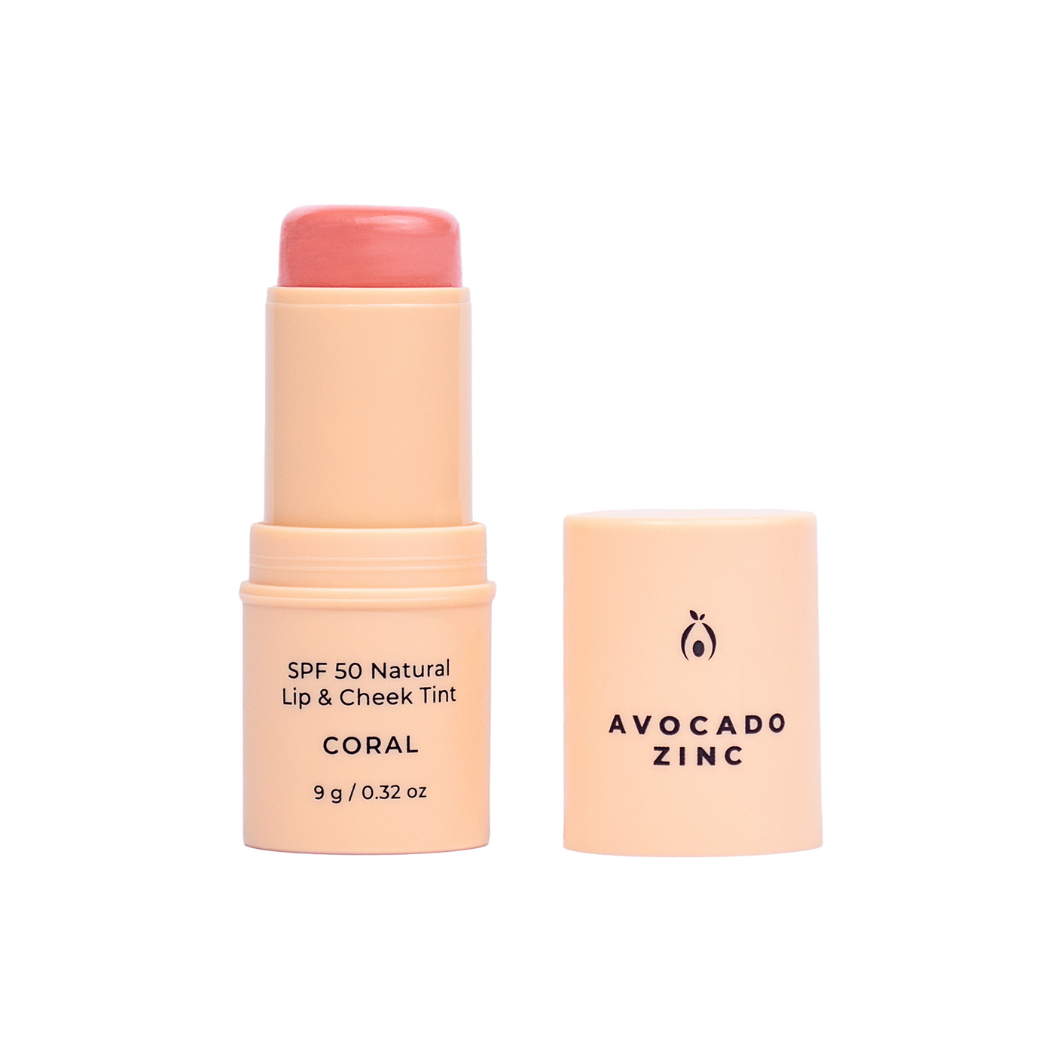 Avocado Zinc | SPF 50 Natural Lip & Cheek Tint | Coral